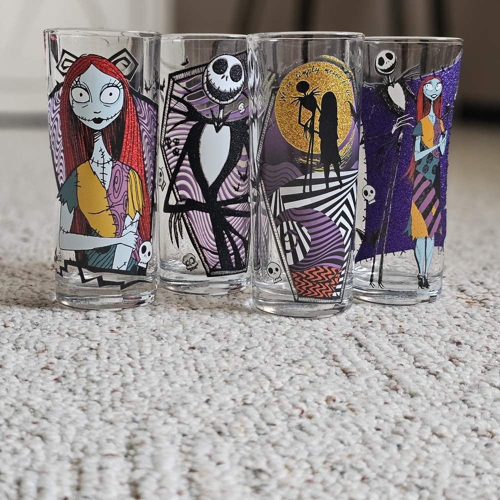 Disney Nightmare Before Christmas Glass Set - Red, Purple, Yellow, Black